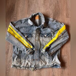 Rue21 Denim Jacket with Yellow Stripes